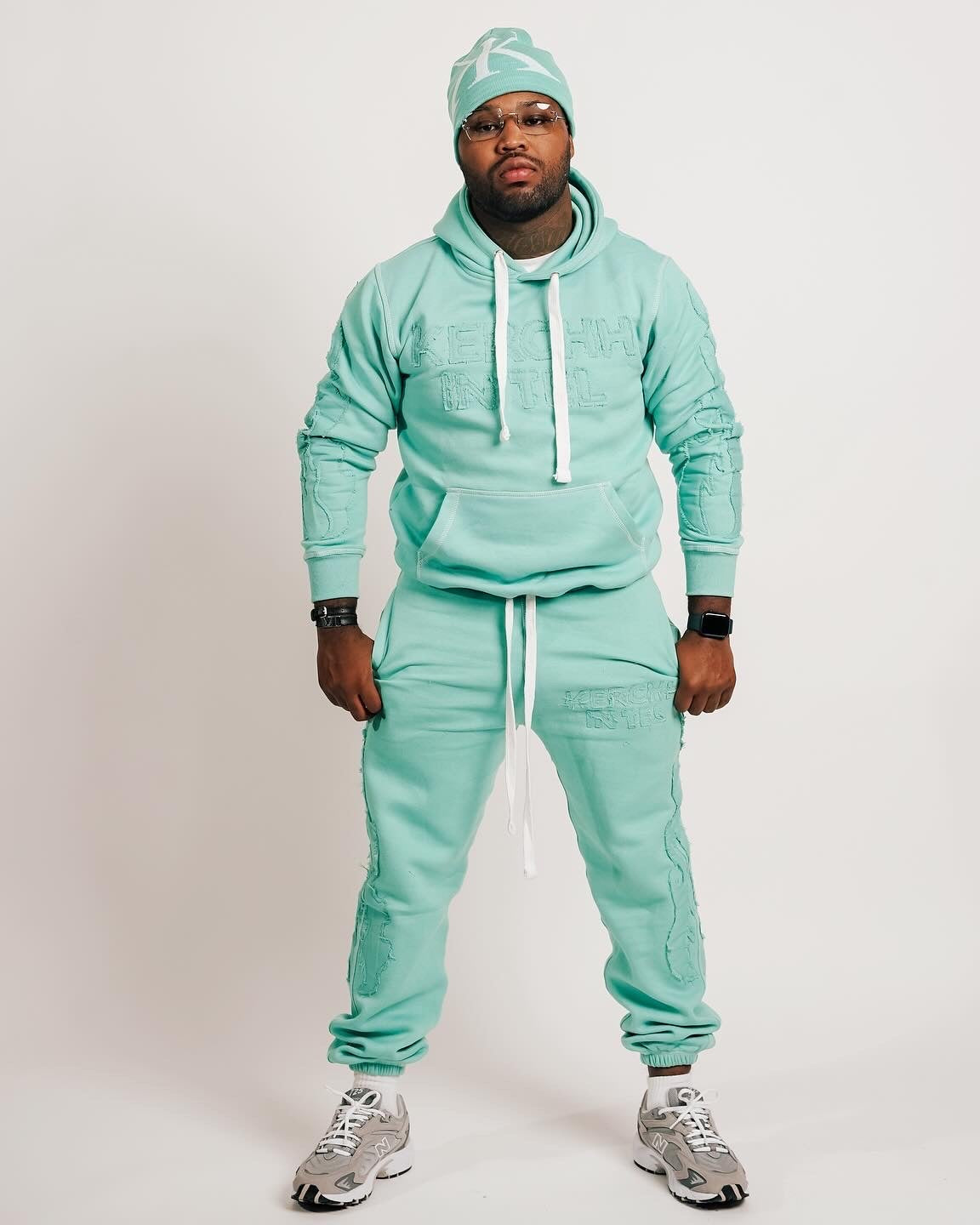 TEAL HEAVY STITCHED SWEAT SUIT